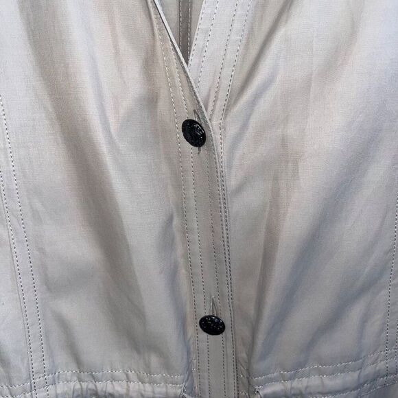 St. John Women's Beige Utility Style Button Down Shirt Dress Sz 4 Cotton / Cupro - Picture 3 of 15